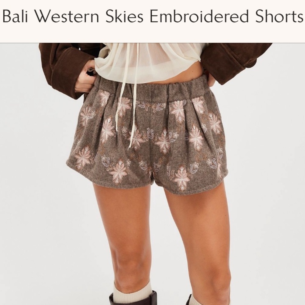 Free People Bali Western Skies Embroidered Shorts